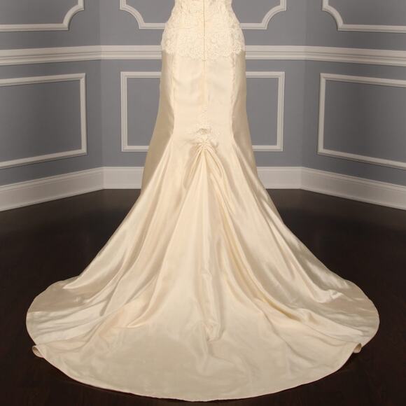 ANNE BARGE Bridal Wedding Dress Ivory Silk Lace Strapless Sheath Morelle Gown 10 - Picture 10 of 13
